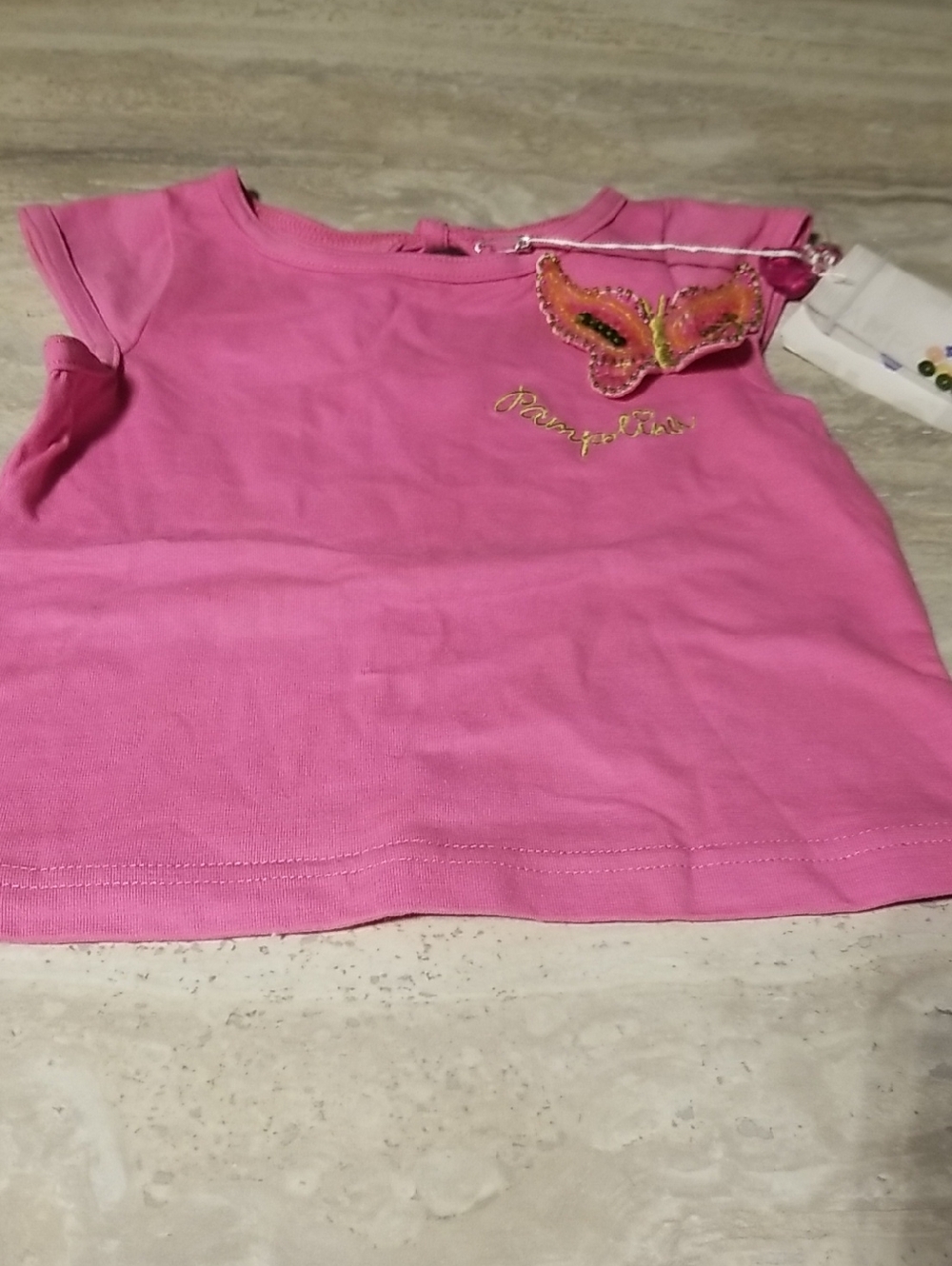 Pampolina Pink Butterfly Applique Short Sleeve Tee Size 104